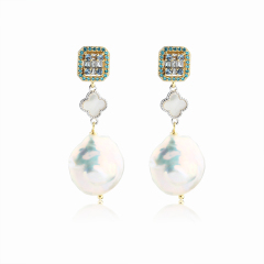 925 Sterling Silver Baroque Pearl Earrings Studs