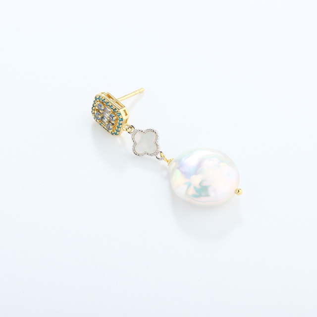 925 Sterling Silver Baroque Pearl Earrings Studs
