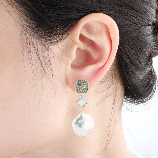 925 Sterling Silver Baroque Pearl Earrings Studs