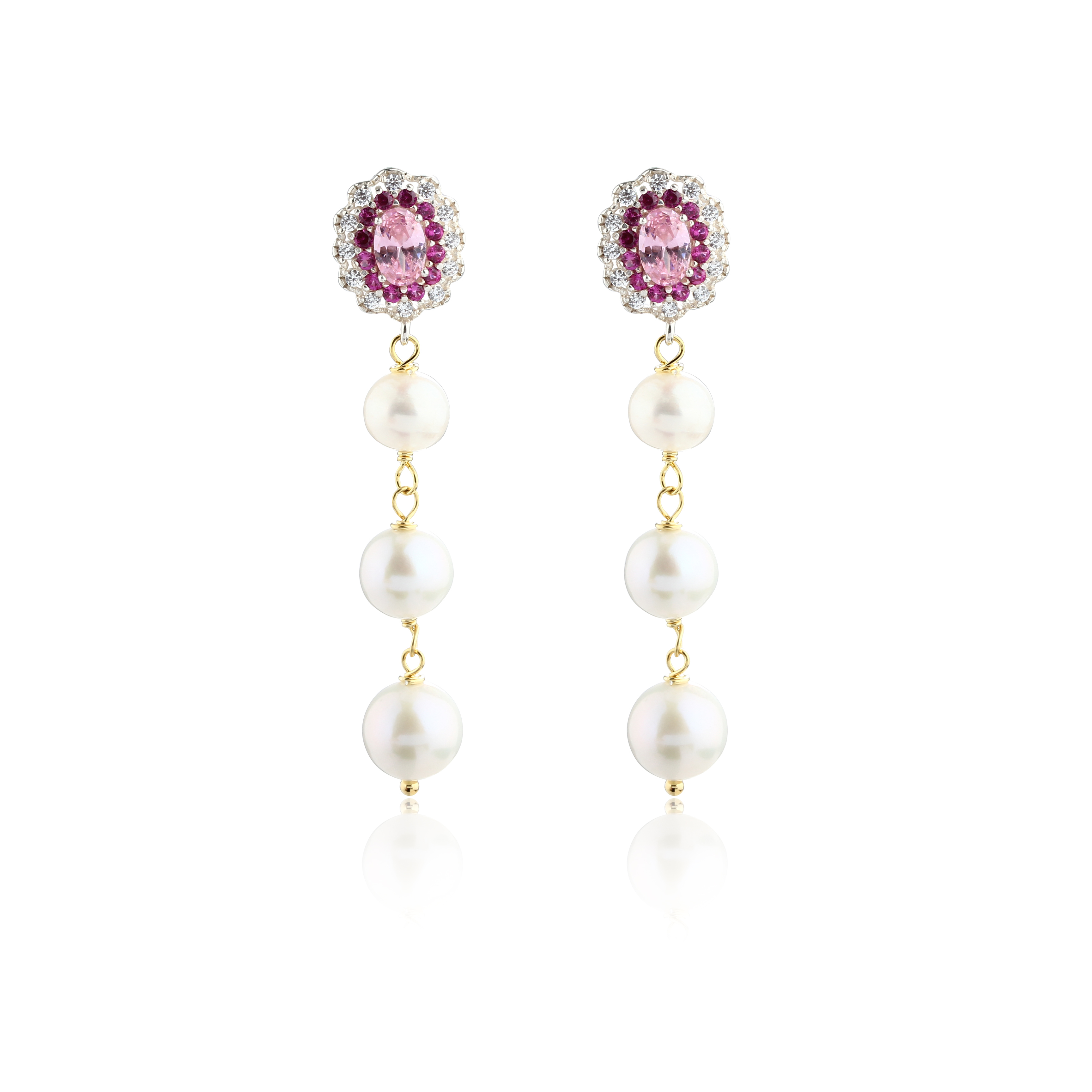 925 Sterling Silver Long Pearl Earrings Studs