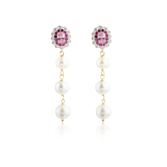 925 Sterling Silver Long Pearl Earrings Studs