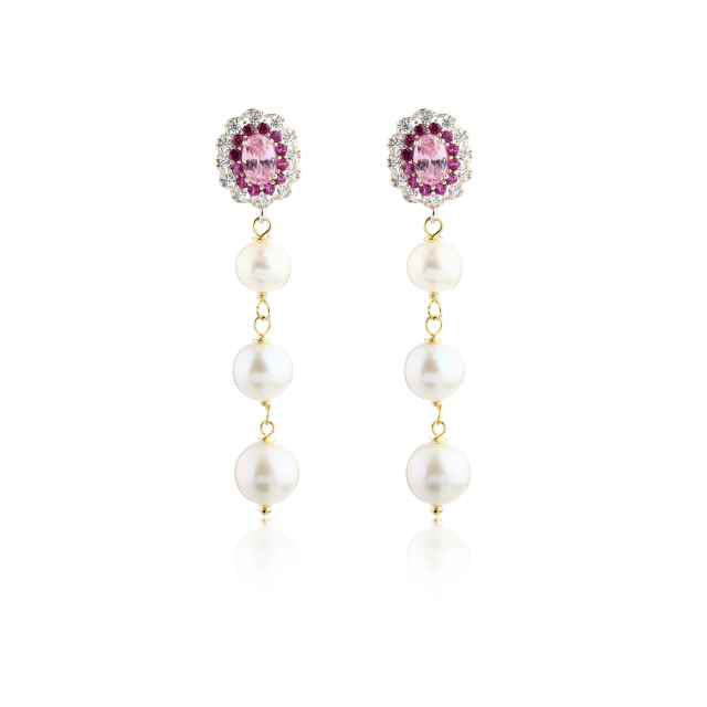 925 Sterling Silver Long Pearl Earrings Studs