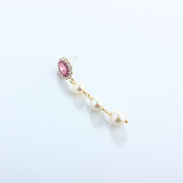 925 Sterling Silver Long Pearl Earrings Studs