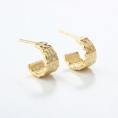 925 Sterling Silver Woven Bar Stud Earrings
