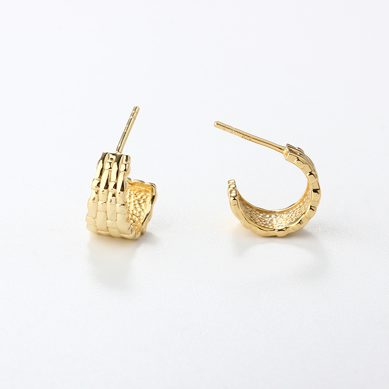 925 Sterling Silver Woven Bar Stud Earrings