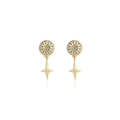 925 Sterling Silver Star and Sun Stud Earrings