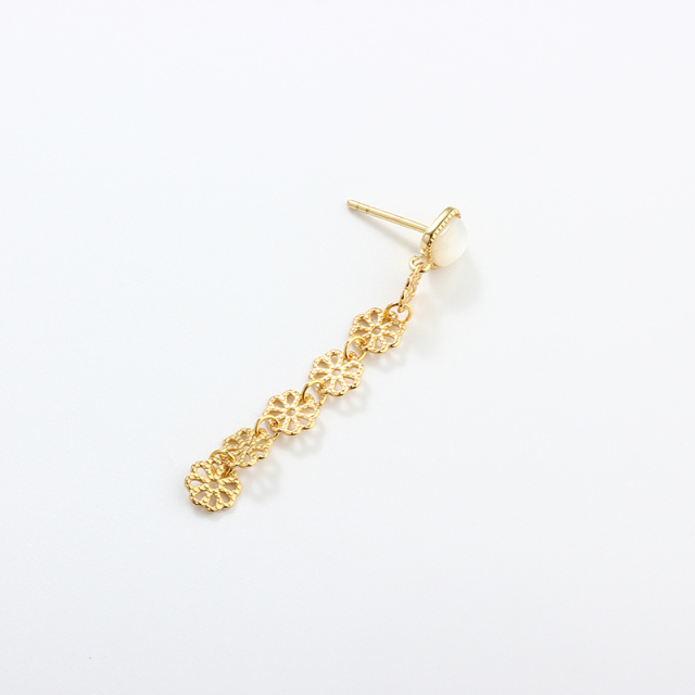 925 Sterling Silver Flower Long Earrings Studs