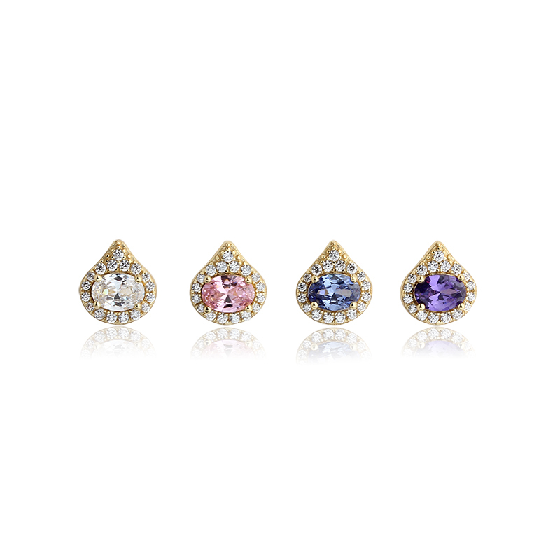 925 Sterling Silver Pear Shape CZ Stud Earrings