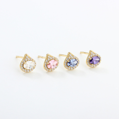 925 Sterling Silver Pear Shape CZ Stud Earrings