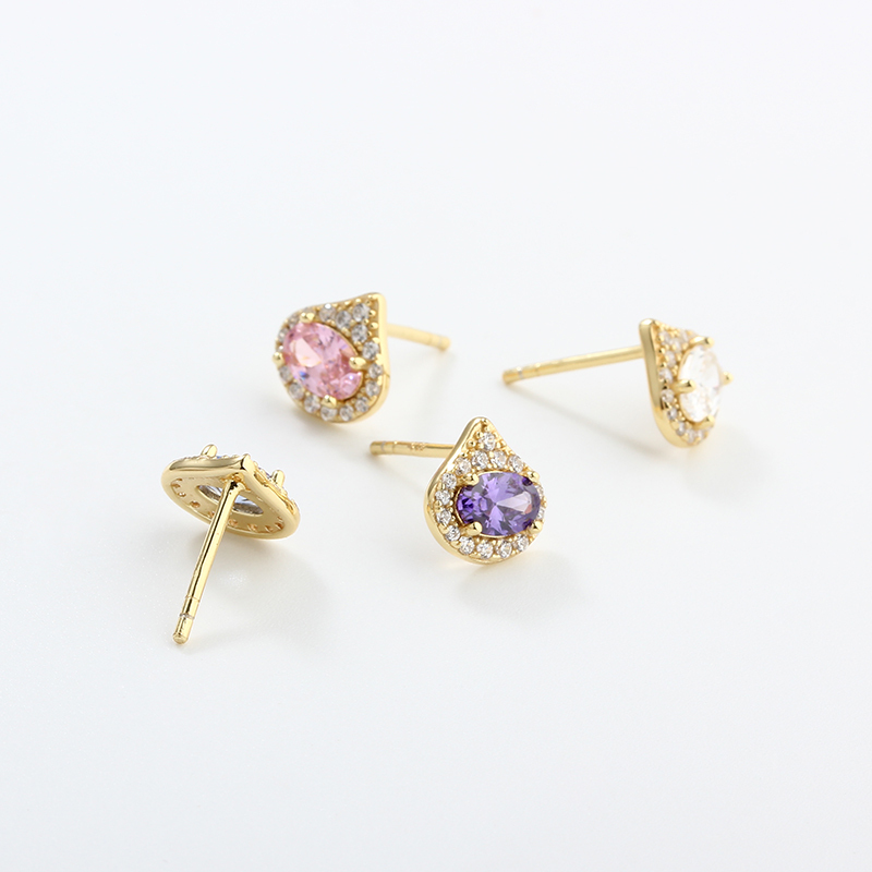 925 Sterling Silver Pear Shape CZ Stud Earrings