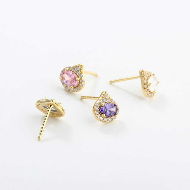 925 Sterling Silver Pear Shape CZ Stud Earrings