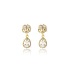 925 Sterling Silver Flower CZ Earrings Studs