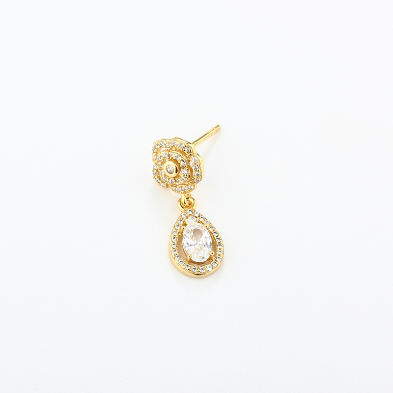 925 Sterling Silver Flower CZ Earrings Studs