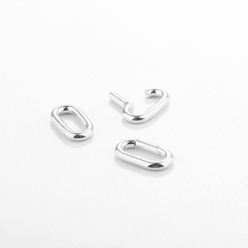 925 Sterling Silver Shiny Long Rectangle Ring Clasp