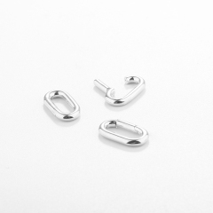 925 Sterling Silver Shiny Long Rectangle Ring Clasp