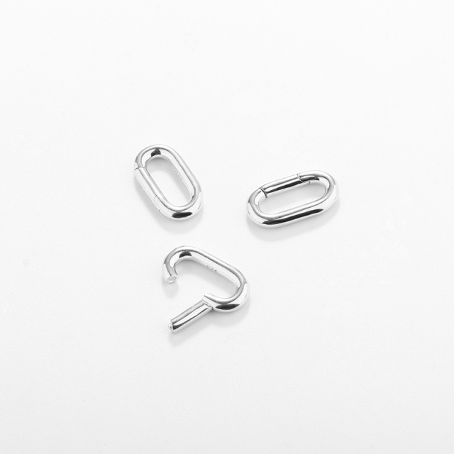 925 Sterling Silver Shiny Long Rectangle Ring Clasp