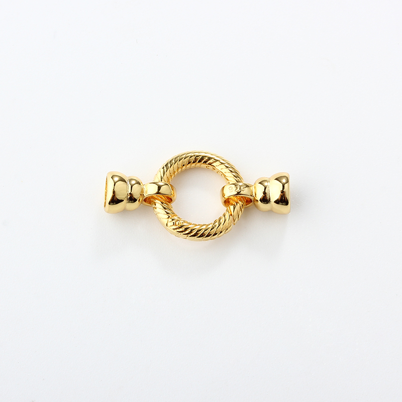 925 Sterling Silver Twisted Round Toggle Pearl Clasp