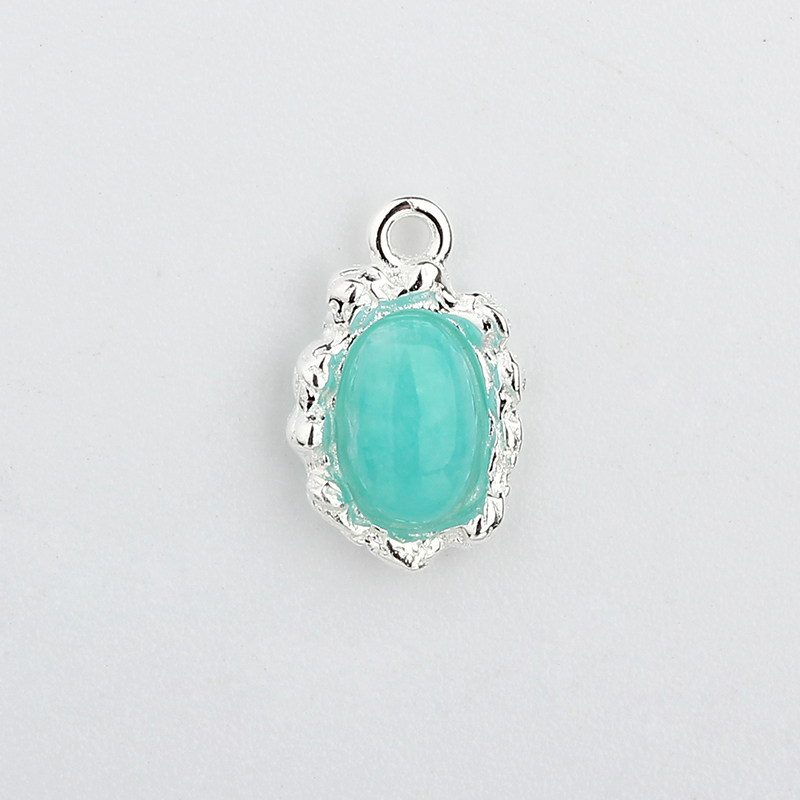 925 Sterling Silver 4*6mm Oval Gemstone Charms
