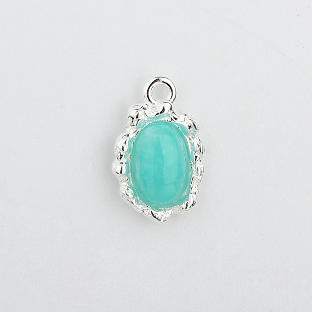 925 Sterling Silver 4*6mm Oval Gemstone Charms