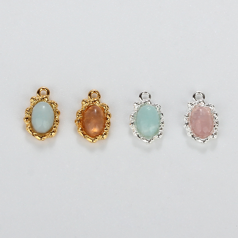 925 Sterling Silver 4*6mm Oval Gemstone Charms
