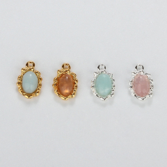925 Sterling Silver 4*6mm Oval Gemstone Charms