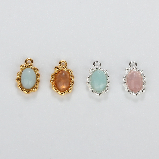 925 Sterling Silver 4*6mm Oval Gemstone Charms