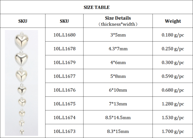 925 Sterling Silver Different Sizes Puff Heart