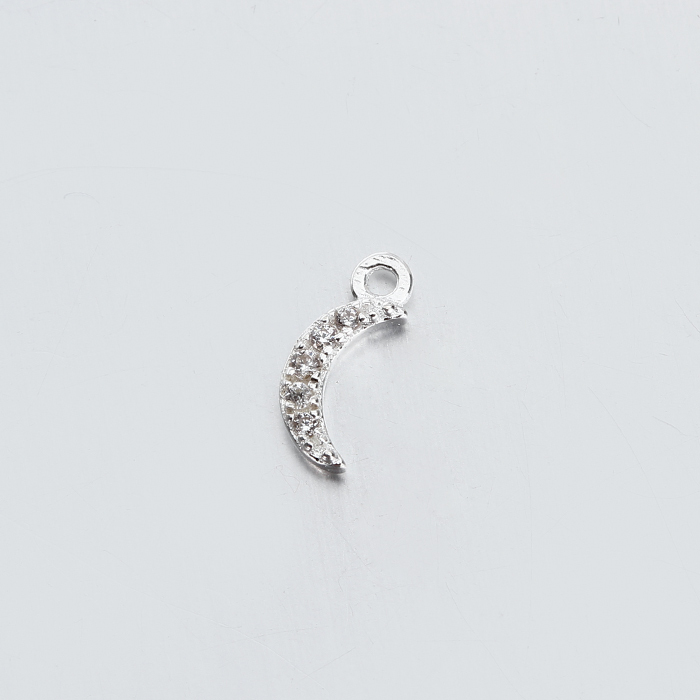 925 Sterling Silver CZ Moon Charms 6*3.2mm