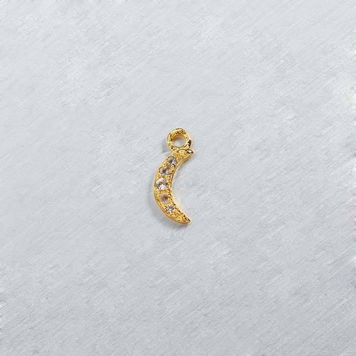 925 Sterling Silver CZ Moon Charms 6*3.2mm
