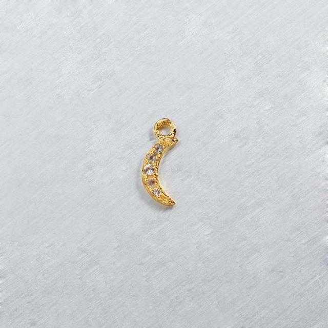925 Sterling Silver CZ Moon Charms 6*3.2mm
