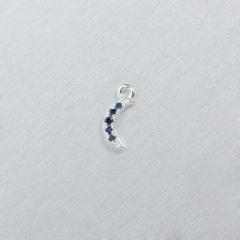 925 Sterling Silver CZ Moon Charms 6*3.2mm