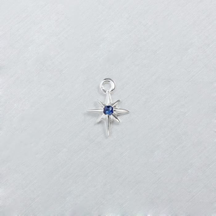 925 Sterling Silver Octagram Star Charm