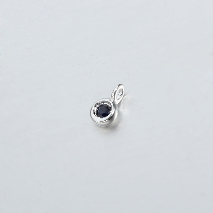 925 Sterling Silver CZ Bezel Setting Charm