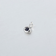 925 Sterling Silver CZ Bezel Setting Charm