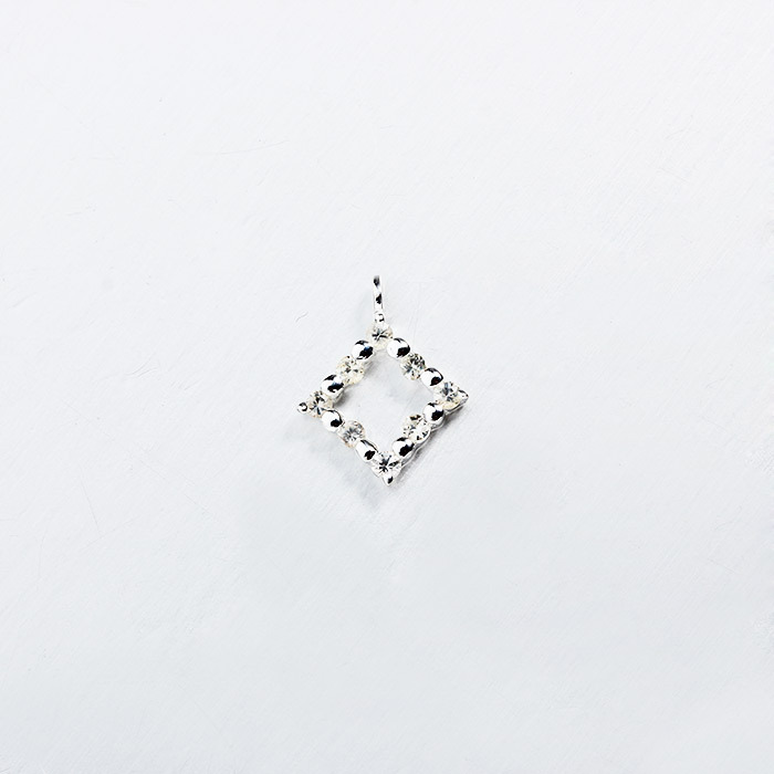 925 Sterling Silver CZ Diamond Charm 8.5mm