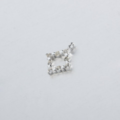 925 Sterling Silver CZ Diamond Charm 8.5mm