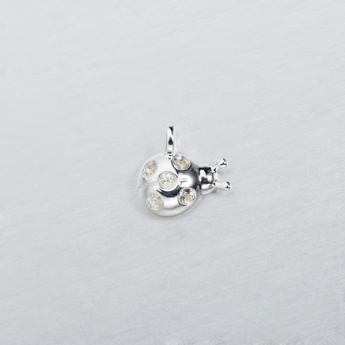925 Sterling Silver CZ Ladybug Charms