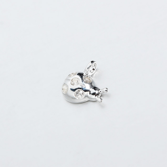 925 Sterling Silver CZ Ladybug Charms