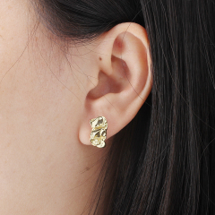 925 Sterling Silver Irregular Wrinkle Earring Stud Findings