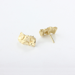 925 Sterling Silver Irregular Wrinkle Earring Stud Findings