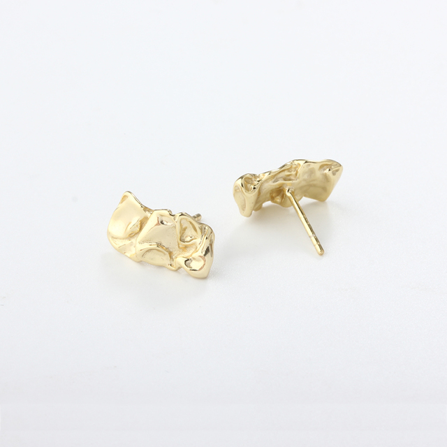 925 Sterling Silver Irregular Wrinkle Earring Stud Findings