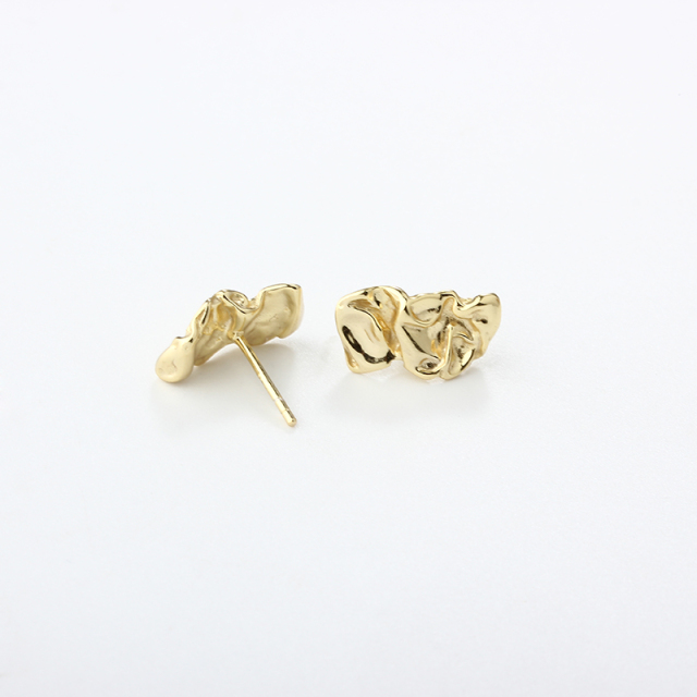 925 Sterling Silver Irregular Wrinkle Earring Stud Findings