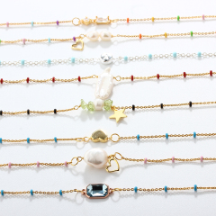 925 Sterling Silver Peridot, Pearl & Star Charm Bracelet