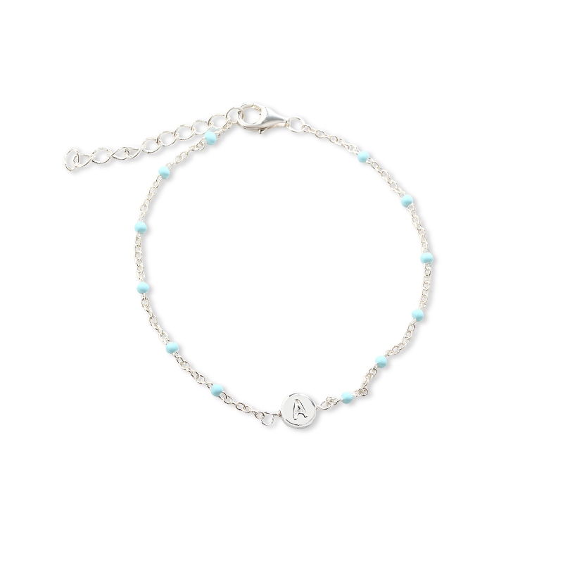 925 Sterling Silver Custom Color Resin Bead Silver Chain Bracelet