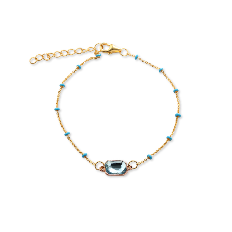 925 Sterling Silver Enamel Bead & Swarovski Crystal Bracelet