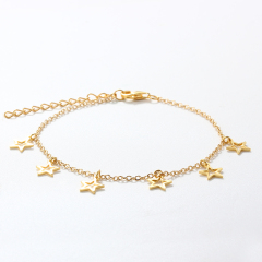 925 Sterling Silver Hollow Star Charm Tassel Bracelet