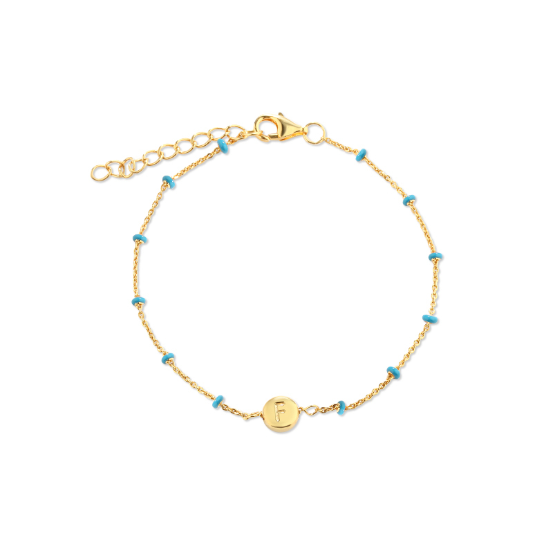 925 Sterling Silver Minimalist Custom Charm & Enamel Bead Bracelet