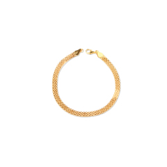 925 Sterling Silver Wide Bismark Weave Gold Chain Bracelet