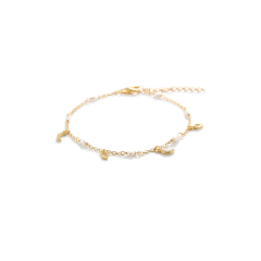 925 Sterling Silver Moon & Star Zircon Baroque Pearl Bracelet