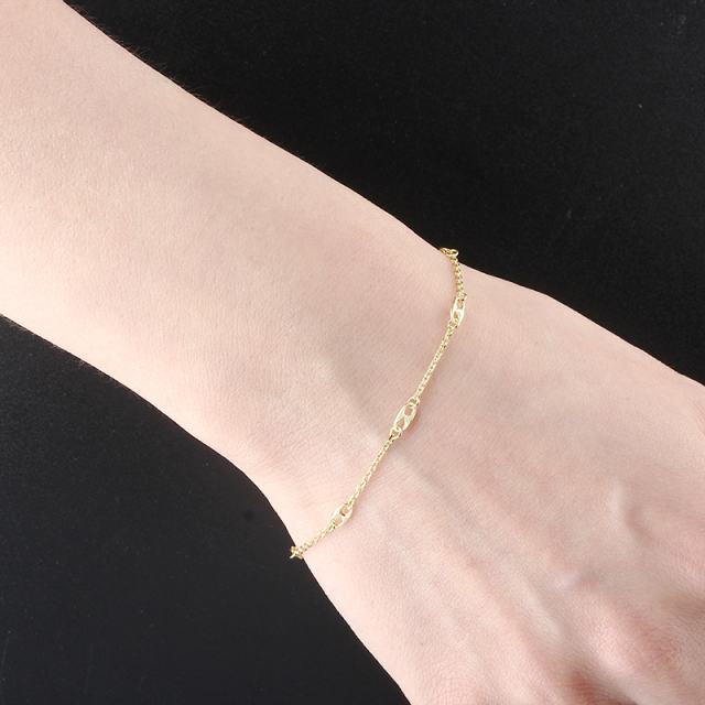 925 Sterling Silver Hollow Paperclip Link Gold Bracelet